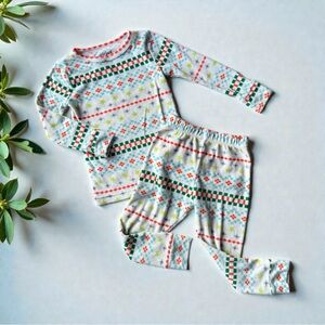 Cat & Jack Girls Ivory Cozy Multicolored Print Pajamas